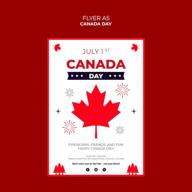 Gratis PSD ontwerp van het sjabloon voor canada day