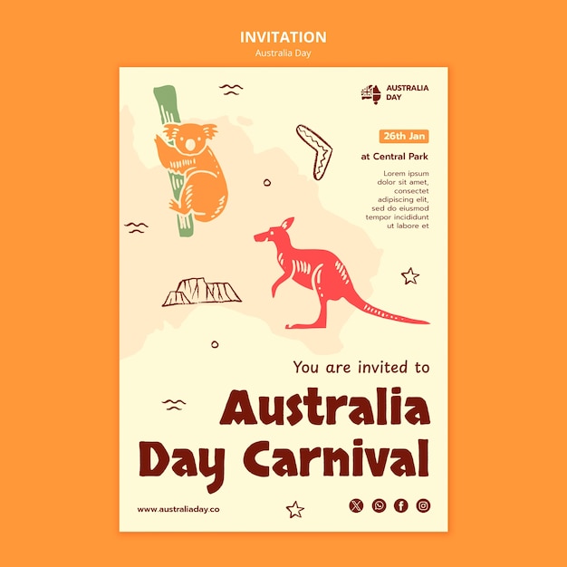 Gratis PSD ontwerp van het sjabloon voor de australische dag