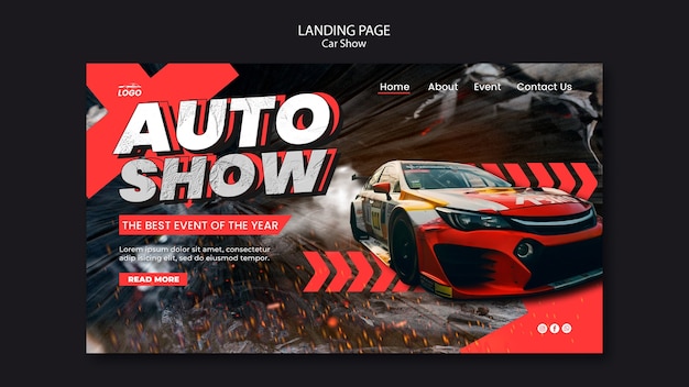 Gratis PSD ontwerp van het sjabloon voor de autoshow