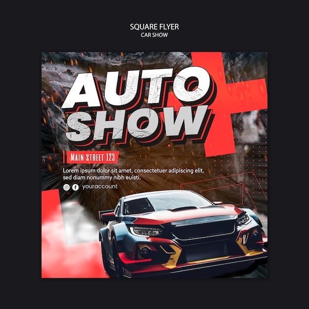 Gratis PSD ontwerp van het sjabloon voor de autoshow