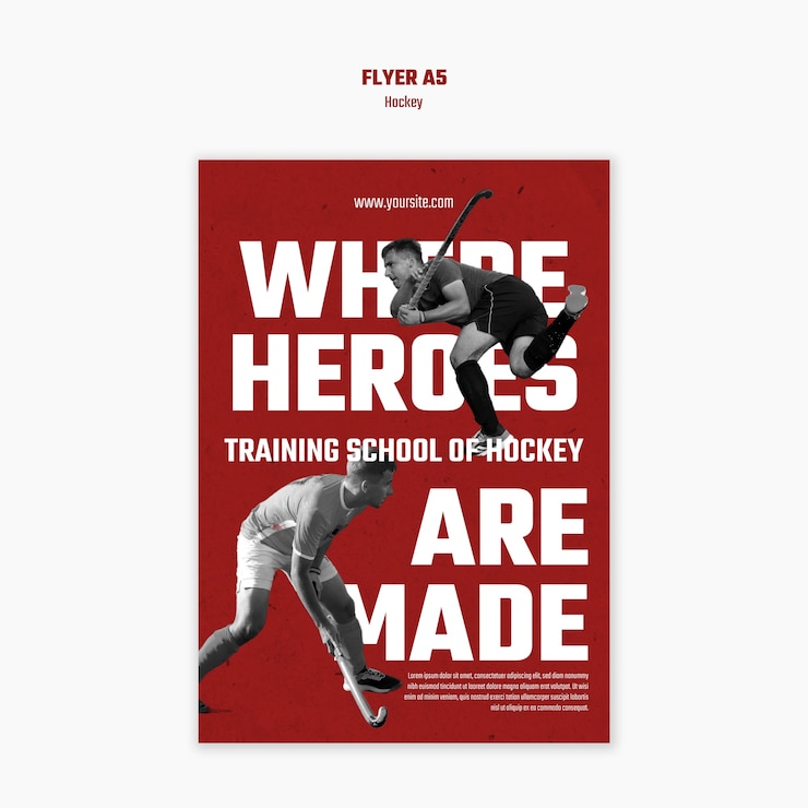 Gratis PSD ontwerp van het sjabloon voor hockey