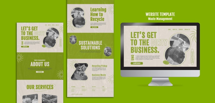 Gratis PSD ontwerpsjabloon voor afvalbeheerwebsite