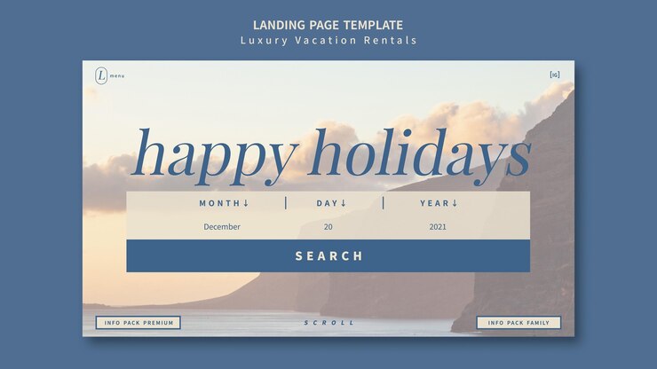 Gratis PSD ontwerpsjabloon voor bestemmingspagina voor luxe vakantieverblijven