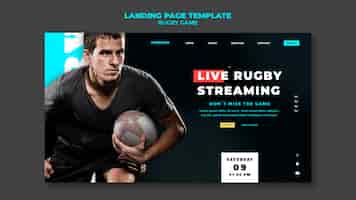 Gratis PSD ontwerpsjabloon voor bestemmingspagina voor rugbygames