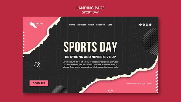 Gratis PSD ontwerpsjabloon voor bestemmingspagina voor sportdag