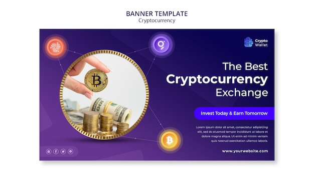 Gratis PSD ontwerpsjabloon voor cryptocurrency-banner