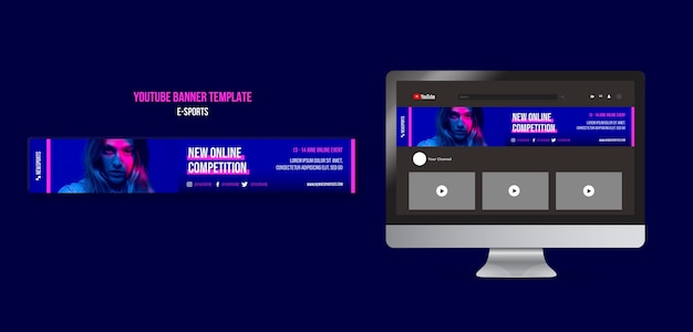 Ontwerpsjabloon voor e-sports youtube-banner