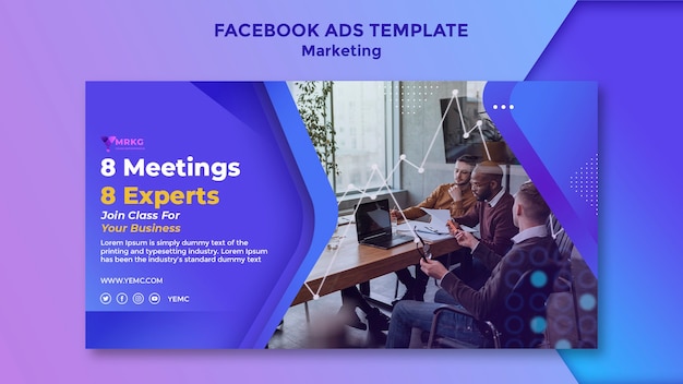 Gratis PSD ontwerpsjabloon voor facebook-advertenties met verloopmarketing