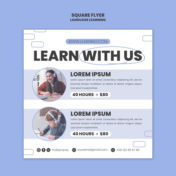 Gratis PSD ontwerpsjabloon voor het leren van talen