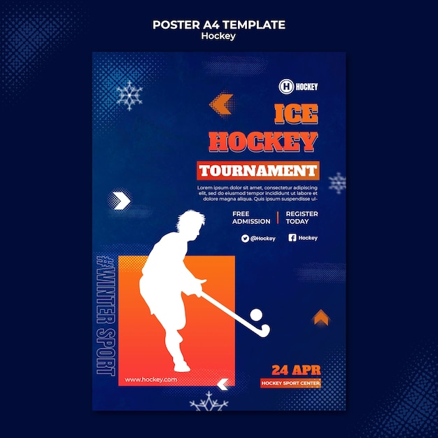 Gratis PSD ontwerpsjabloon voor hockeysportposters