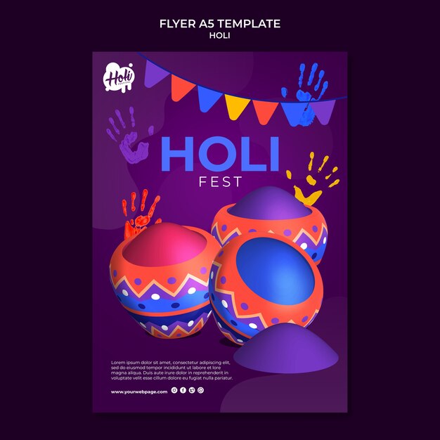 Ontwerpsjabloon voor holifestival met kleurovergang