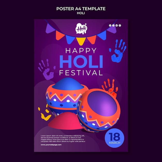 Gratis PSD ontwerpsjabloon voor holifestival met kleurovergang