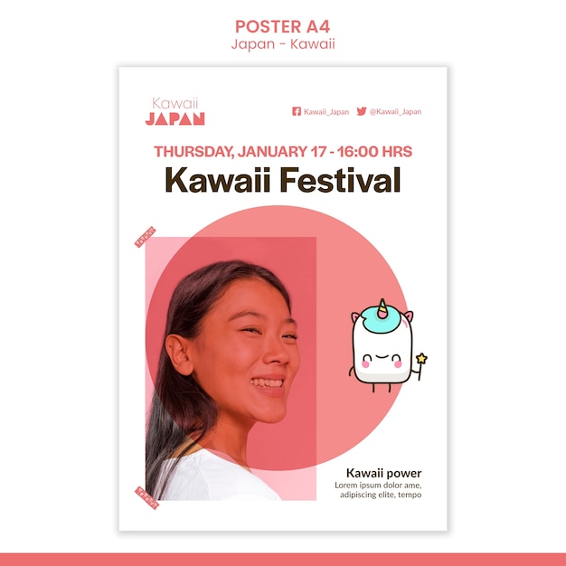 Ontwerpsjabloon voor japanse kawaii-posters