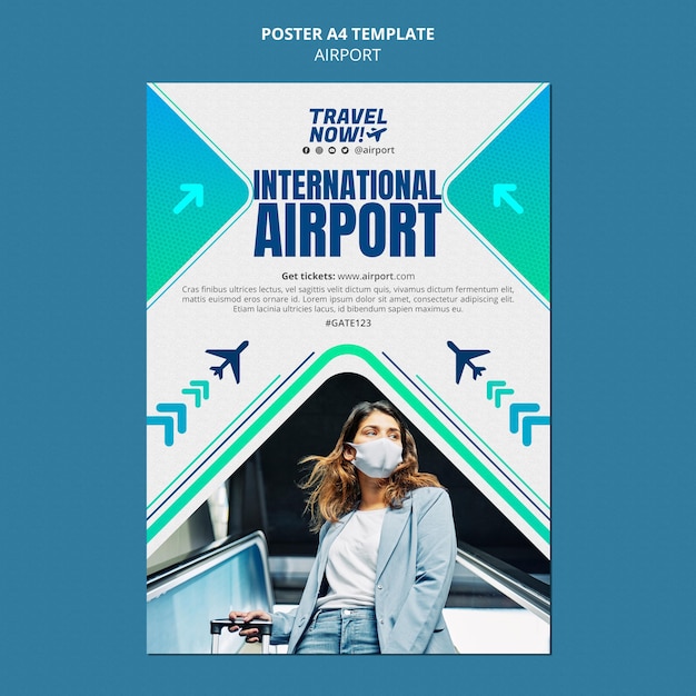 Gratis PSD ontwerpsjabloon voor luchthavenposters