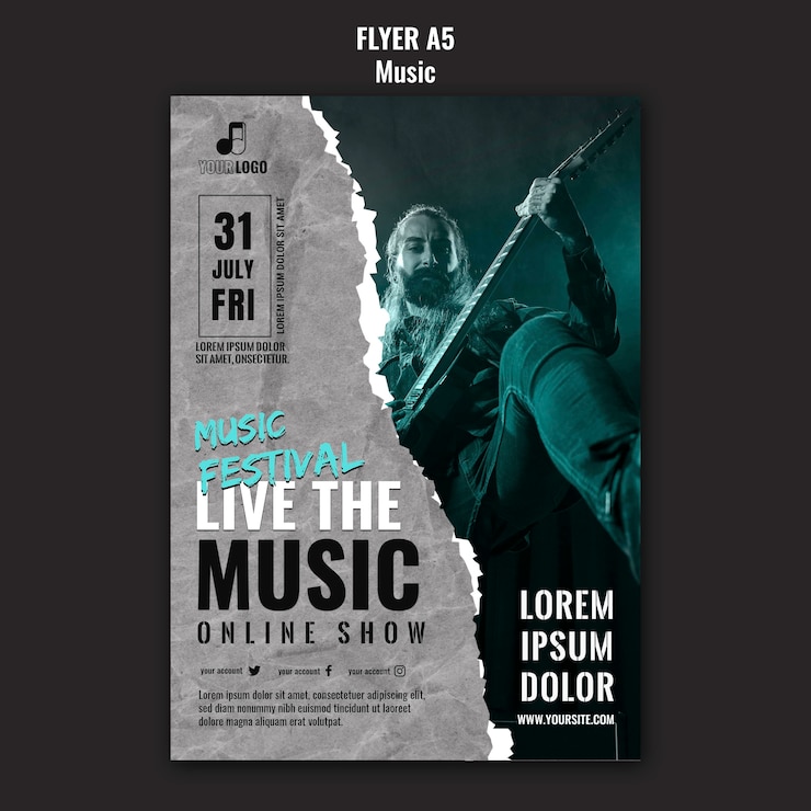 Gratis PSD ontwerpsjabloon voor muziekflyer