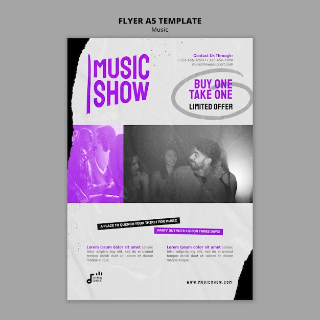 Gratis PSD ontwerpsjabloon voor muziekshow-flyer