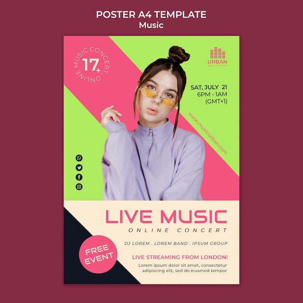 Gratis PSD ontwerpsjabloon voor muziekshow-poster