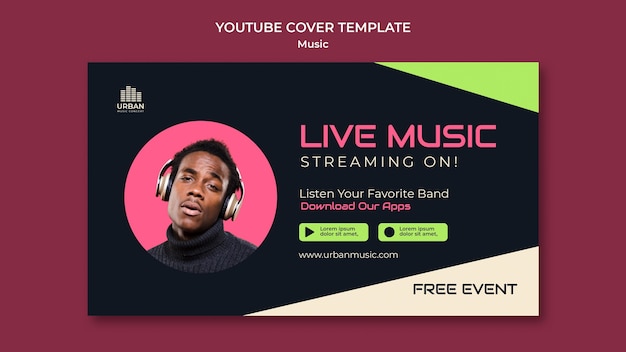 Gratis PSD ontwerpsjabloon voor muziekshow youtube-omslag