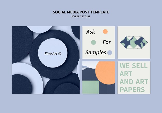Ontwerpsjabloon voor papiertextuur instagram posts