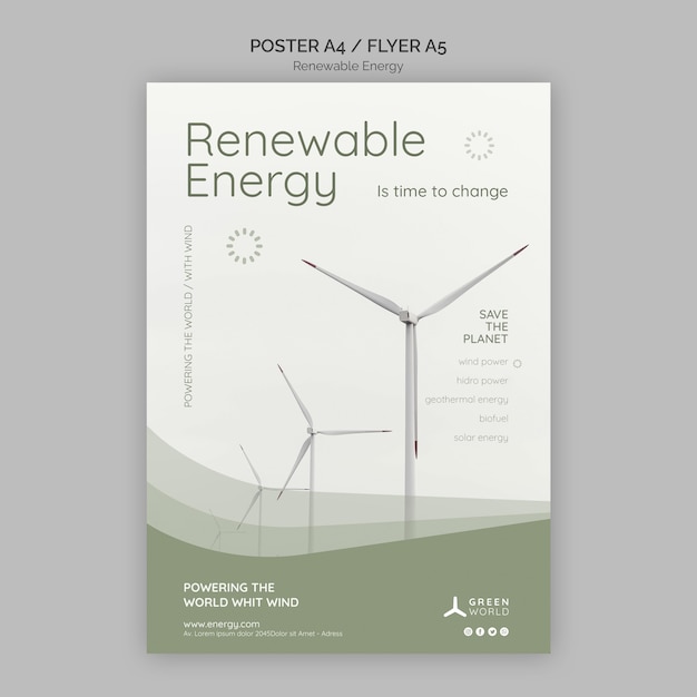 Gratis PSD ontwerpsjabloon voor poster voor hernieuwbare energie