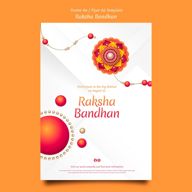 Gratis PSD ontwerpsjabloon voor realistische raksha-posters