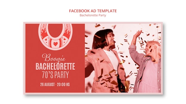 Ontwerpsjabloon voor rode vrijgezellenfeest Facebook-advertentie