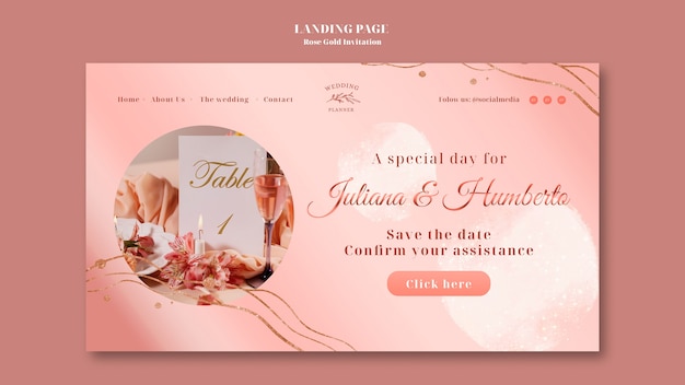 Gratis PSD ontwerpsjabloon voor roségouden bestemmingspagina