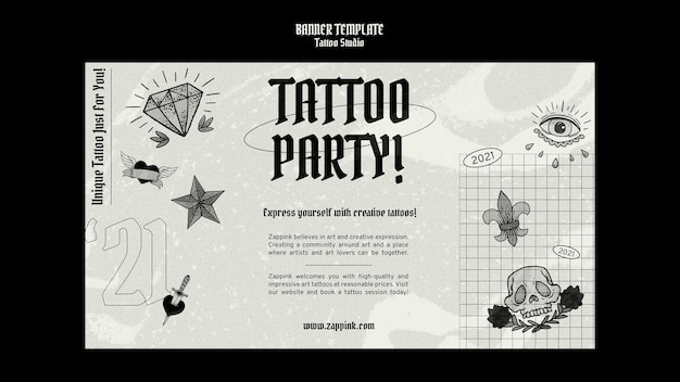 Gratis PSD ontwerpsjabloon voor spandoek voor tattoo-studio