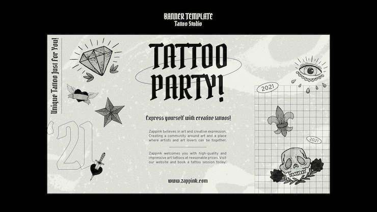 Gratis PSD ontwerpsjabloon voor spandoek voor tattoo-studio