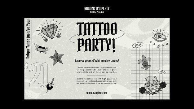 Ontwerpsjabloon voor spandoek voor tattoo-studio