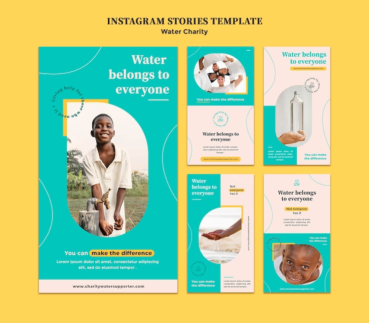 Gratis PSD ontwerpsjabloon voor water liefdadigheid insta verhaal
