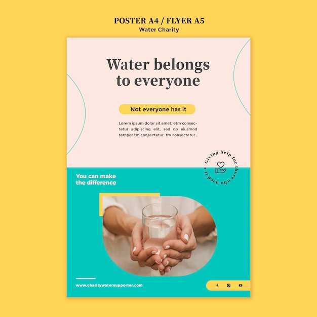 Gratis PSD ontwerpsjabloon voor water liefdadigheid poster