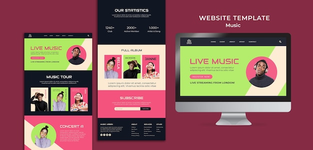 Gratis PSD ontwerpsjabloon voor website voor muziekshow