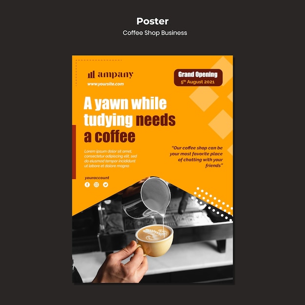 Gratis PSD ontwerpsjabloon voor zakelijke posters voor coffeeshops