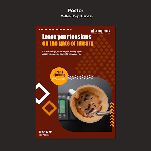 Gratis PSD ontwerpsjabloon voor zakelijke posters voor coffeeshops