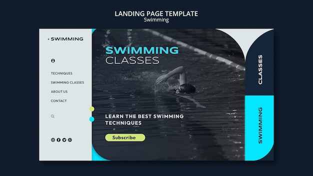 Gratis PSD ontwerpsjabloon voor zwemmen met plat ontwerp