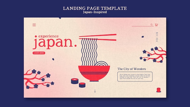 Op Japan geïnspireerde ontwerpsjabloon voor bestemmingspagina's