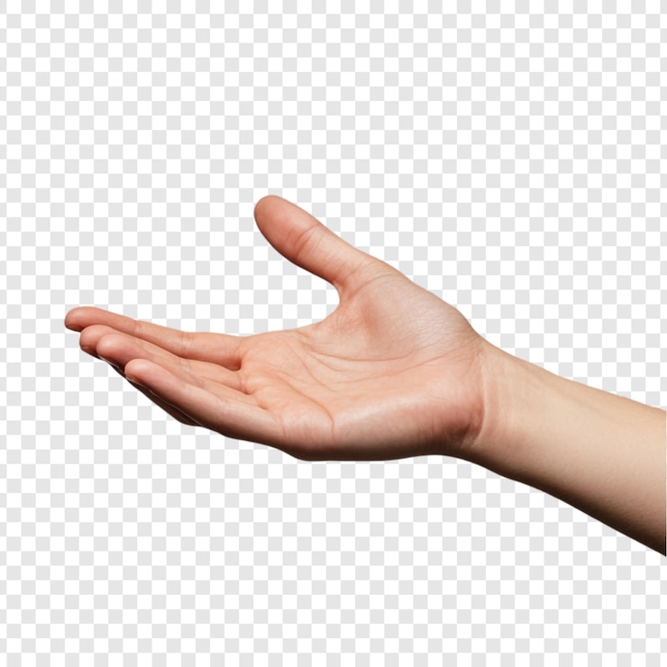 PSD Gratis open hand reaching out offering help gesture isolated background human hand palm up receiving giving invitation assistance support care sharing generosity kindness tenderness compassion