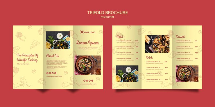 PSD gratuito opuscolo bifold menu ristorante