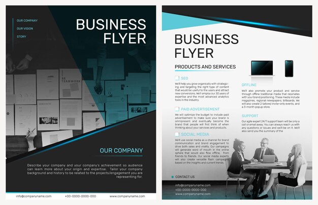 Opvouwbare zakelijke flyer-sjabloon psd in modern design