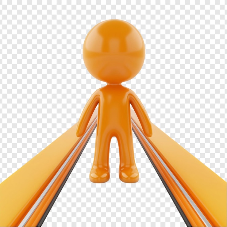 PSD Gratis orange figure standing on bright pathways feeling hopeful and optimistic