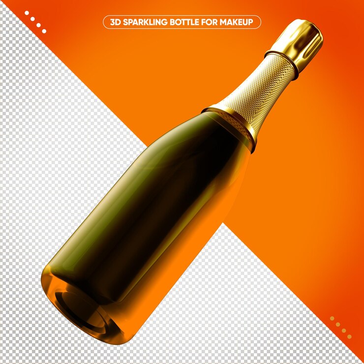 PSD Gratis orange sparkling bottle with floating golden cap