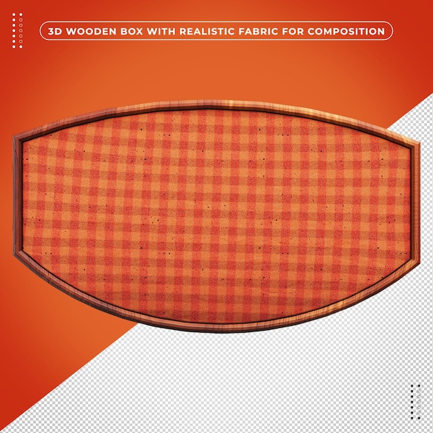 Oranje realistische stoffen houten 3D-doos