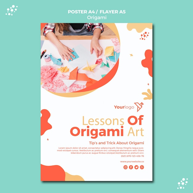 Gratis PSD origami posterontwerp