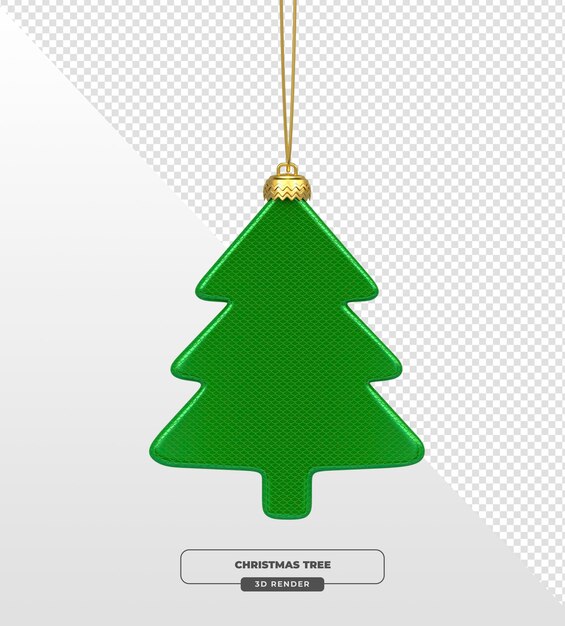 Ornamento verde del árbol de Navidad con acento dorado en renderización 3D