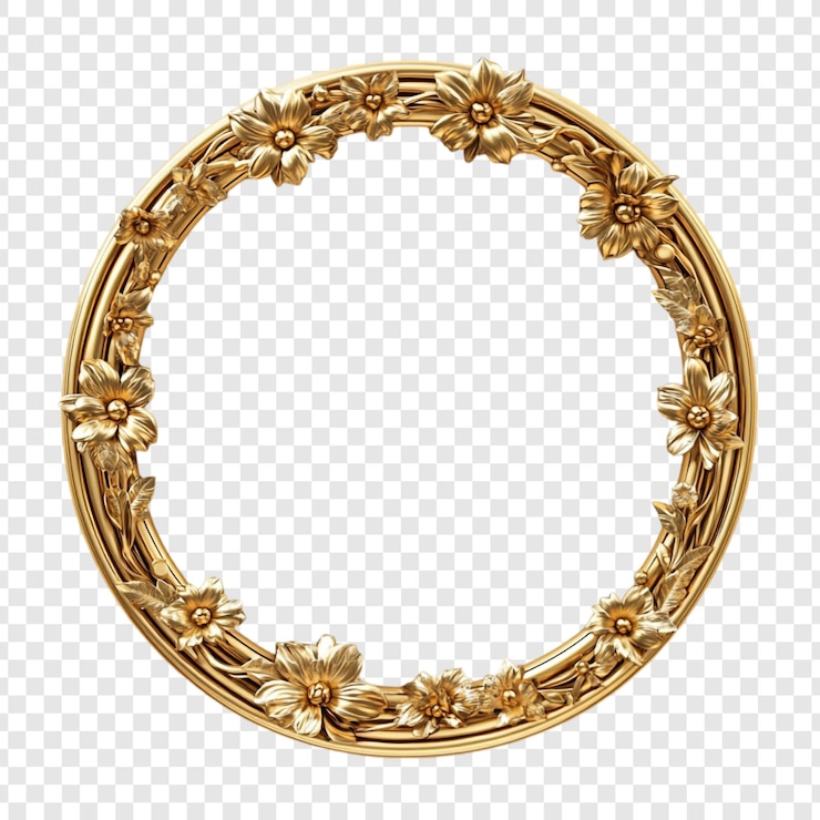 PSD Gratis ornate golden floral round frame elegant decorative element