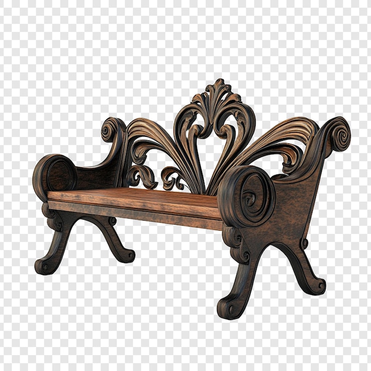 PSD Gratis ornate wooden bench a masterpiece of intricate carving