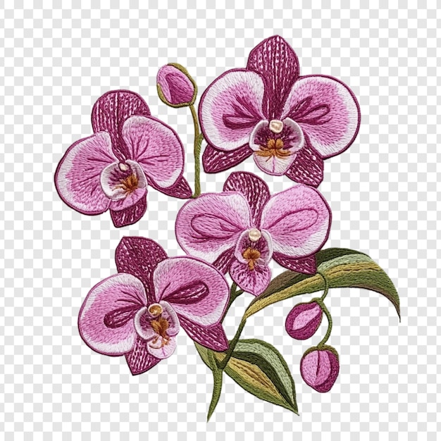 Orquídeas rosadas bordadas Un delicado diseño de bordado floral