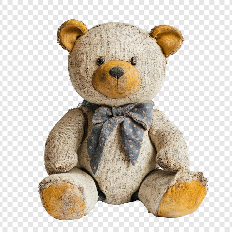 PSD gratuito orso di peluche d'epoca con papillon