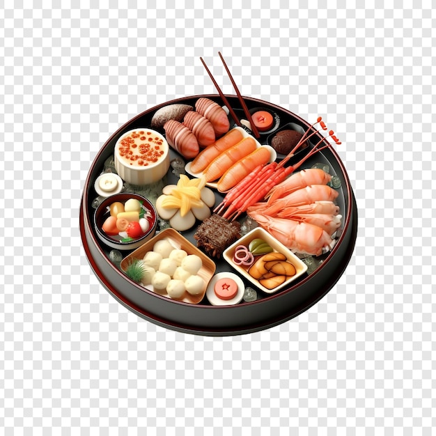 Osechi ryori aislado en un fondo transparente